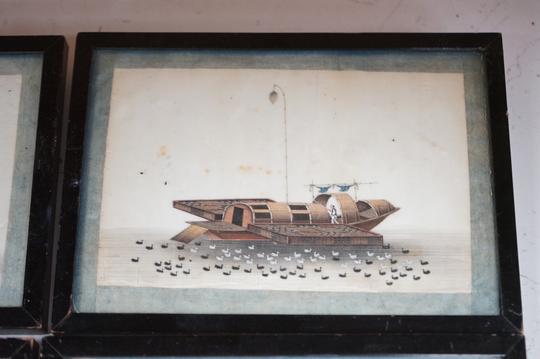 19th century, Chinese school, studies of ships and junks, set of six pith paper paintings, 10 x 16cm